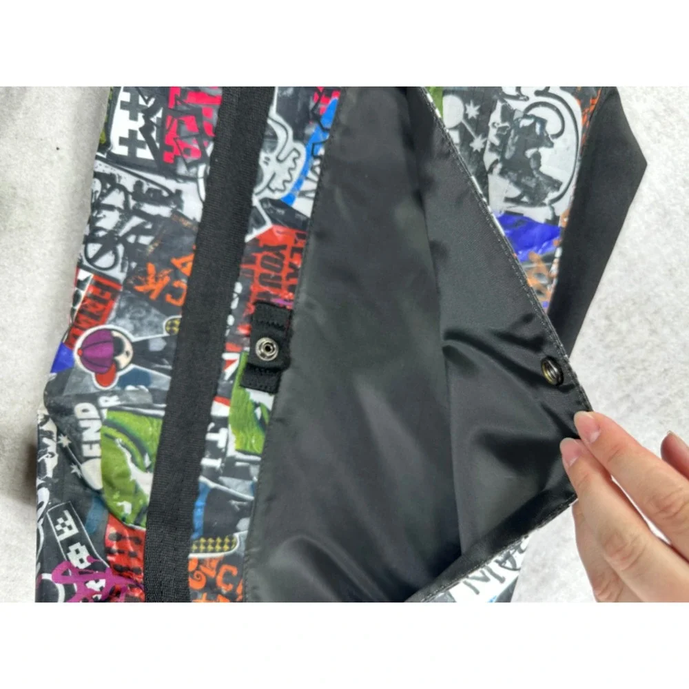 LeSportsac Graffiti Sticker Bomb Messenger Bag Black Multi Ripstop Crossbody